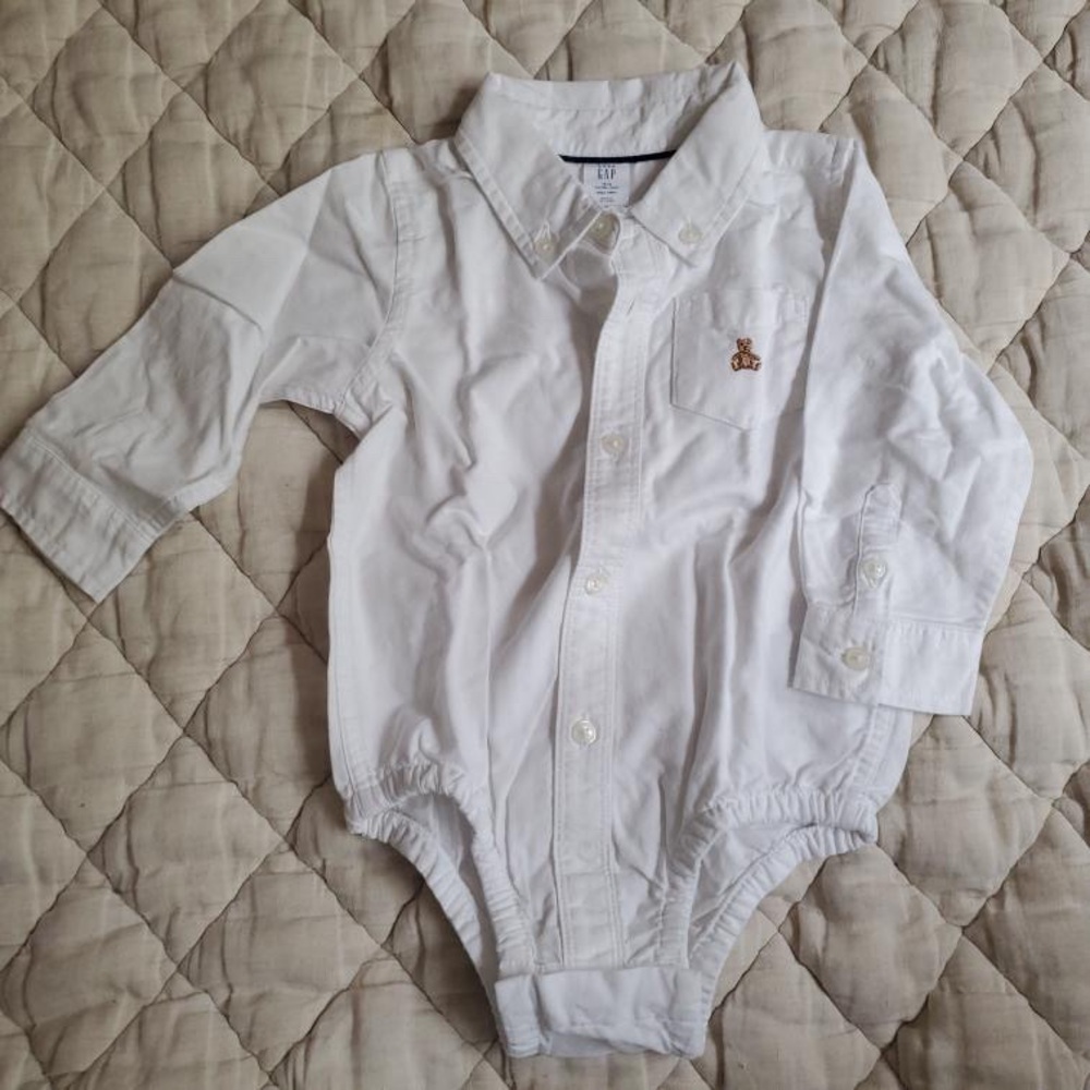 Two GAP White Baby Bodysuits
